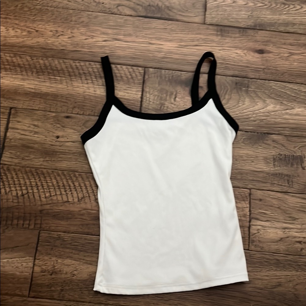 SHEIN White and Black Fitted Sleeveless Camisole